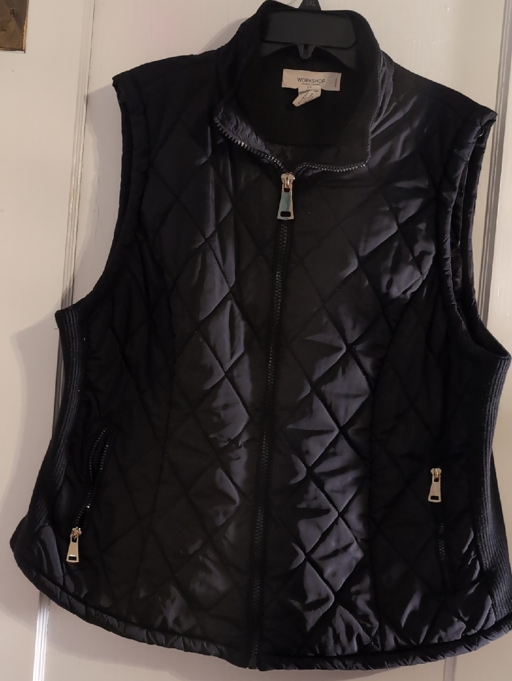 Workshop Republic Clothing Black Quilted Zip-Up Women's Vest, 2X